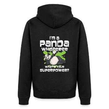 Panda - Unisex Premium Organic Zip Hoodie - black - Back - Nico (187cm)