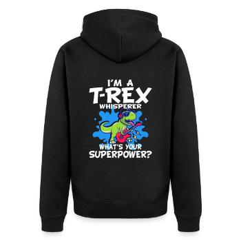 T-Rex - Unisex Premium Organic Zip Hoodie - black - Back - Nico (187cm)