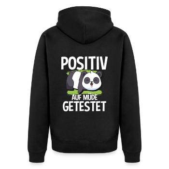 Positiv Auf Müde Getestet Panda - Unisex Premium Bio Zip Hoodie - Schwarz - Hinten - Nico (187cm)
