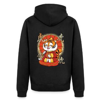 Année du Tigre Nouvel An lunaire chinois - Veste à capuche bio Premium Unisexe - noir - Dos - Nico (187cm)