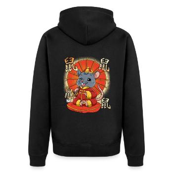 Jahr Der Ratte Mondneujahrsfest Chinesisches - Unisex Premium Bio Zip Hoodie - Schwarz - Hinten - Nico (187cm)