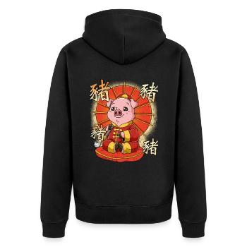 Jahr Des Schweines Mondneujahrsfest Chinesisches - Unisex Premium Bio Zip Hoodie - Schwarz - Hinten - Nico (187cm)