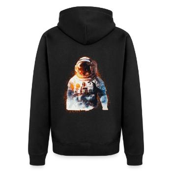 Spaceman Astronaut Galaxy Astronomy Sci Fi Fan - Unisex Premium Organic Zip Hoodie - black - Back - Nico (187cm)