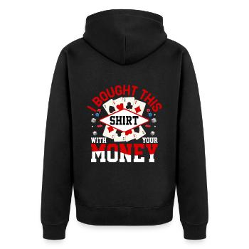 Kartenspiel Kartenspieler Pokern - Unisex Premium Bio Zip Hoodie - Schwarz - Hinten - Nico (187cm)