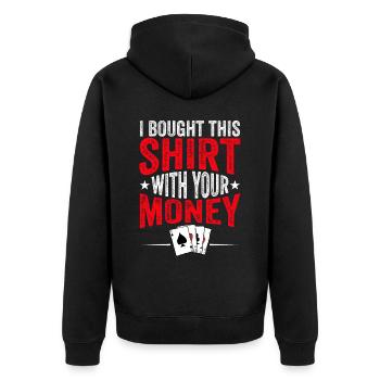Kartenspiel Kartenspieler Pokern - Unisex Premium Bio Zip Hoodie - Schwarz - Hinten - Nico (187cm)