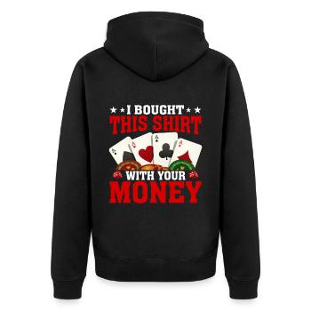Kartenspiel Kartenspieler Pokern - Unisex Premium Bio Zip Hoodie - Schwarz - Hinten - Nico (187cm)