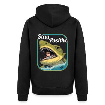 Restez positif Requin requin avec enfant - Veste à capuche bio Premium Unisexe - noir - Dos - Nico (187cm)