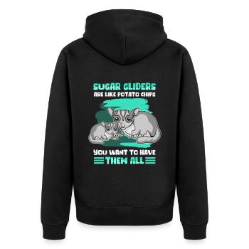 Sugar Glider Short Head Glider Cadeau - Veste à capuche bio Premium Unisexe - noir - Dos - Nico (187cm)