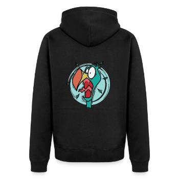 verrückter Dodo Vogel aus Mauritius - Unisex Premium Bio Zip Hoodie - Schwarz - Hinten - Nico (187cm)