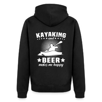 Kayaking Bier Kayaker - Unisex Premium Bio Zip Hoodie - Schwarz - Hinten - Nico (187cm)