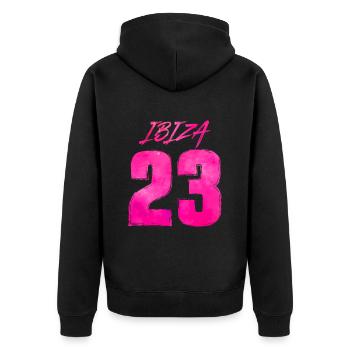 Ibiza 23 holidays 2023 - Unisex Premium Organic Zip Hoodie - black - Back - Nico (187cm)