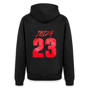 Ibiza 23 holidays 2023 - Unisex Premium Organic Zip Hoodie - black - Back - Nico (187cm)