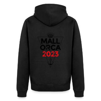 Mallorca 2023 - Unisex Premium Bio Zip Hoodie - Schwarz - Hinten - Nico (187cm)