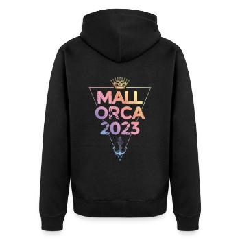 Mallorca 2023 - Unisex Premium Bio Zip Hoodie - Schwarz - Hinten - Nico (187cm)