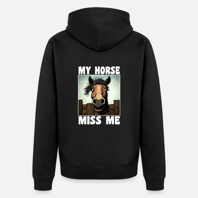 Lustiger Pferde Spruch - Unisex Premium Bio Zip Hoodie - Schwarz