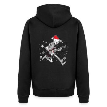 Guitare électrique squelette avec guitariste au chapeau de Père Noël - Veste à capuche bio Premium Unisexe - noir - Dos - Nico (187cm)