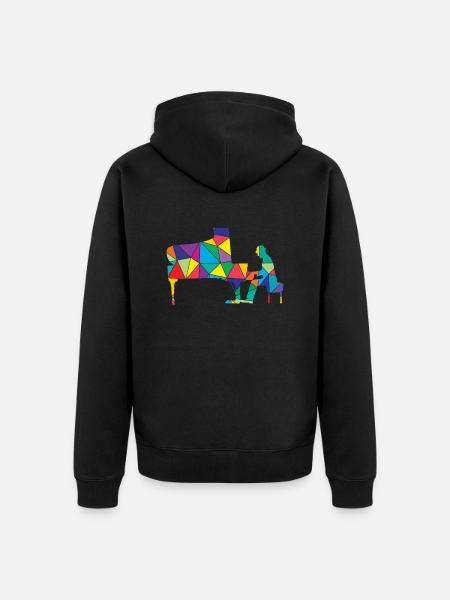 Piano Polygone Funny Piano - Veste à capuche bio Premium Unisexe - noir