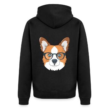 Corgi with glasses Geeks Nerds Corgis dog Corgeek - Unisex Premium Organic Zip Hoodie - black - Back - Nico (187cm)