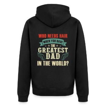 Lustige Papa Haare Papa Vatertag - Unisex Premium Bio Zip Hoodie - Schwarz - Hinten - Nico (187cm)