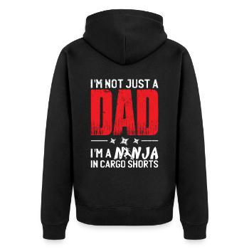 Ich bin nicht nur ein Vater - Unisex Premium Bio Zip Hoodie - Schwarz - Hinten - Nico (187cm)