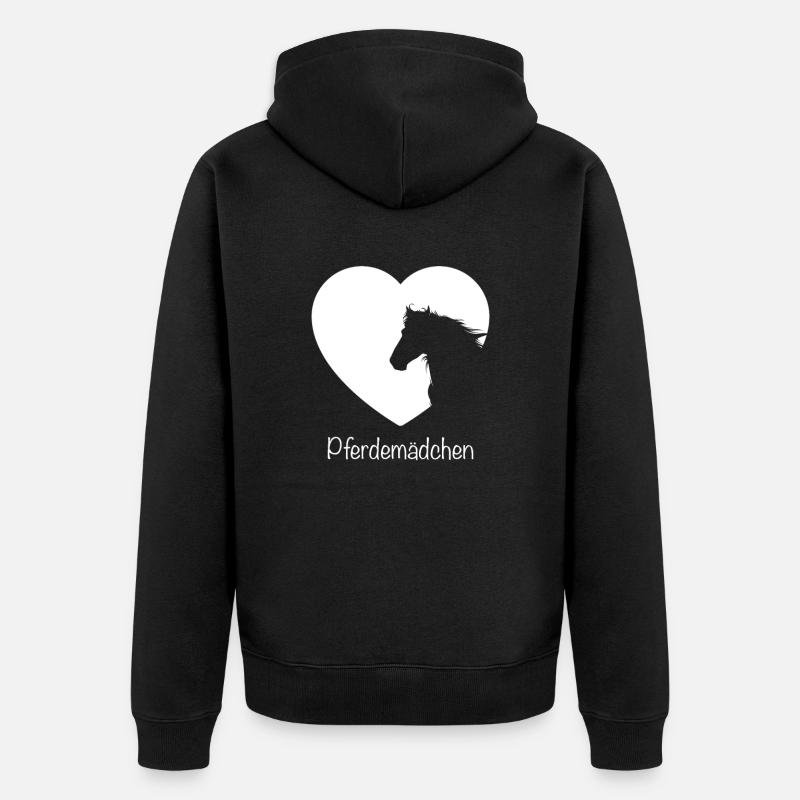 Pferdemädchen Mädchen Pferde Reiten - Unisex Premium Bio Zip Hoodie - Schwarz