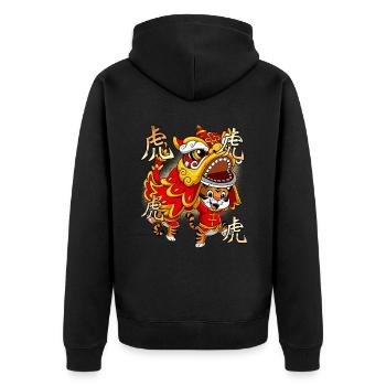 Année du Tigre Nouvel An lunaire chinois - Veste à capuche bio Premium Unisexe - noir - Dos - Nico (187cm)