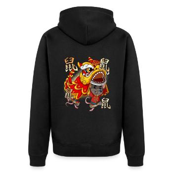 Jahr Der Ratte Mondneujahrsfest Chinesisches - Unisex Premium Bio Zip Hoodie - Schwarz - Hinten - Nico (187cm)