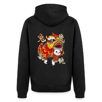 Jahr Des Hasens Mondneujahrsfest Chinesisches - Unisex Premium Bio Zip Hoodie - Schwarz - Hinten - Nico (187cm)