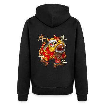 Year of the Ox Lunar New Year Chinese - Unisex Premium Organic Zip Hoodie - black - Back - Nico (187cm)