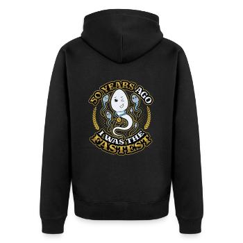 Vor 50 Jahren War Ich Der Schnellste, Lustiger 50. - Unisex Premium Bio Zip Hoodie - Schwarz - Hinten - Nico (187cm)