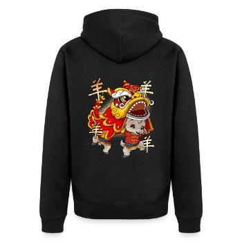 Année de la chèvre Nouvel An lunaire chinois - Veste à capuche bio Premium Unisexe - noir - Dos - Nico (187cm)