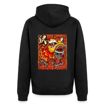 Jahr Der Ratte Mondneujahrsfest Chinesisches - Unisex Premium Bio Zip Hoodie - Schwarz - Hinten - Nico (187cm)
