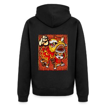 Année du Tigre Nouvel An lunaire chinois - Veste à capuche bio Premium Unisexe - noir - Dos - Nico (187cm)