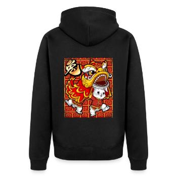 Année du Lièvre Nouvel An lunaire chinois - Veste à capuche bio Premium Unisexe - noir - Dos - Nico (187cm)