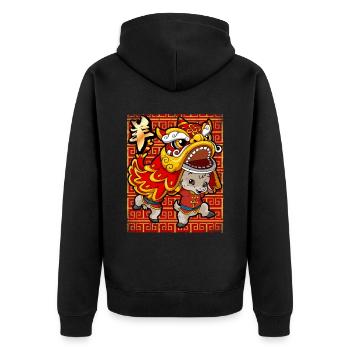 Année de la chèvre Nouvel An lunaire chinois - Veste à capuche bio Premium Unisexe - noir - Dos - Nico (187cm)