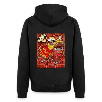 Année du Dragon Nouvel An lunaire chinois - Veste à capuche bio Premium Unisexe - noir - Dos - Nico (187cm)