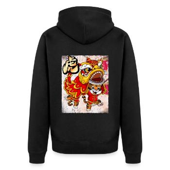 Année du Tigre Nouvel An lunaire chinois - Veste à capuche bio Premium Unisexe - noir - Dos - Nico (187cm)