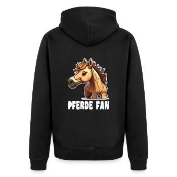 Pferd comic cartoon style - Unisex Premium Bio Zip Hoodie - Schwarz - Hinten - Nico (187cm)