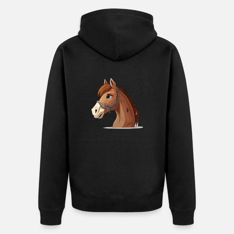 Pferd comic cartoon style - Unisex Premium Bio Zip Hoodie - Schwarz