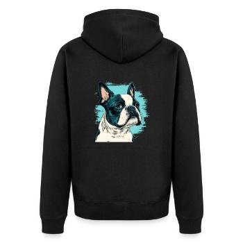 Style de bande dessinée Boston terrier - Veste à capuche bio Premium Unisexe - noir - Dos - Nico (187cm)