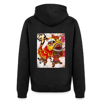 Jahr Des Ochsens Mondneujahrsfest Chinesisches - Unisex Premium Bio Zip Hoodie - Schwarz - Hinten - Nico (187cm)