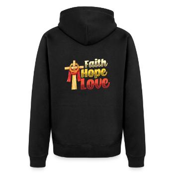 Faith, Hope, Love, Church, Religion - Unisex Premium Organic Zip Hoodie - black - Back - Nico (187cm)