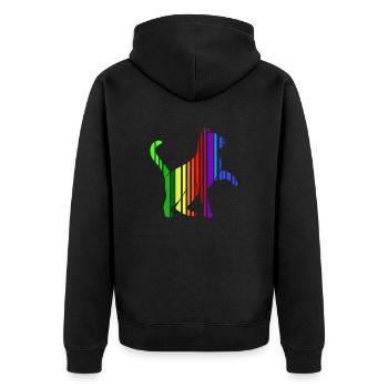 Bunte Katze in Regenbogen Streifen Katzen Freund - Unisex Premium Bio Zip Hoodie - Schwarz - Hinten - Nico (187cm)