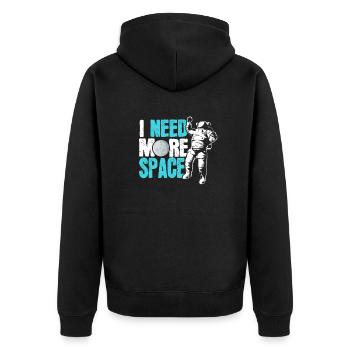 Solar System I need more space astronaut - Unisex Premium Organic Zip Hoodie - black - Back - Nico (187cm)