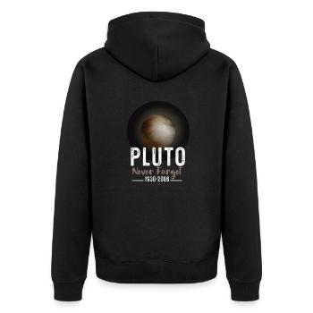 Solar System Pluto Never Forget 30-06 - Unisex Premium Organic Zip Hoodie - black - Back - Nico (187cm)