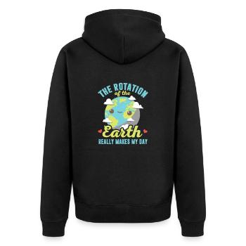 Earth's rotation really makes my day - Unisex Premium Organic Zip Hoodie - black - Back - Nico (187cm)