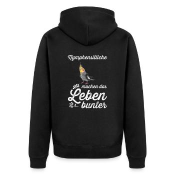 Nymphensittich I Papagei Kakadu Motiv für Vogel - Unisex Premium Bio Zip Hoodie - Schwarz - Hinten - Nico (187cm)