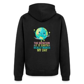 Earth's rotation really makes my day - Unisex Premium Organic Zip Hoodie - black - Back - Nico (187cm)
