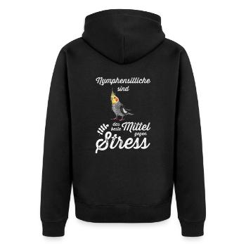 Nymphensittich I Papagei Kakadu Motiv für Vogel - Unisex Premium Bio Zip Hoodie - Schwarz - Hinten - Nico (187cm)