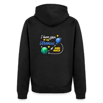 Ich Liebe Dich Bis Zum Uranus Und Zurück Zum - Unisex Premium Bio Zip Hoodie - Schwarz - Hinten - Nico (187cm)